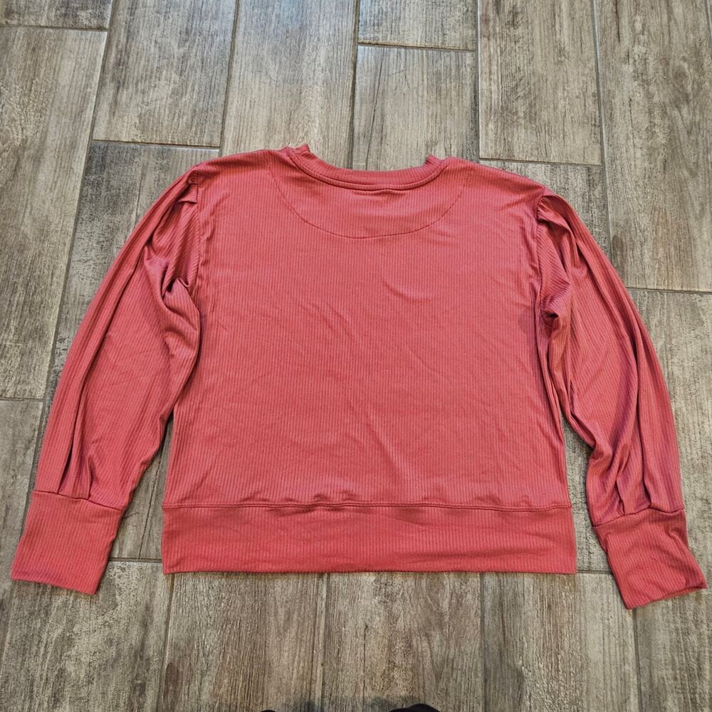 Albion Fit Serena Ribbed Top Size L Long Sleeve Crewneck Lounge Athleisure - Picture 7 of 10